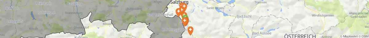 Kartenansicht für Apotheken-Notdienste in der Nähe von Hallein (Hallein, Salzburg)